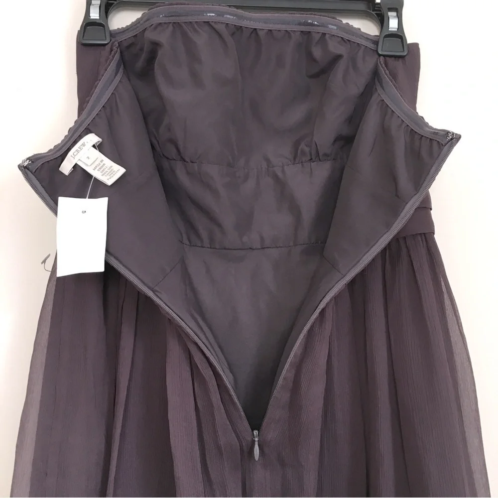 J. Crew juliet strapless chiffon 100% silk bridal prom mini dress